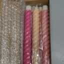 Baquler 6 Pcs Pastel Pink Flameless Taper Candle Twisted LED 9.65 Inch Taper Candles Battery Operated Spiral Candlesticks for Valentine Wedding Birthday Home Party Holiday Dinner Fireplace