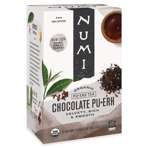 Numi Organic Chocolate Pu-erh Tea, 48 Dark Tea Bags with a Smooth Rich and Velvety Flavor, BB Date 03/2028