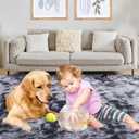 Fluffy Shag Area Rug, 3x5 Tie-Dyed Dark Grey Rugs for Bedroom, Soft Plush Area Rugs for Living Room, Non-Slip Indoor Carpet for Nursery, Study Room, Dressing Room, Home Decor