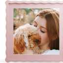 12x12 Picture Frame with Mat for 10x10, Wavy Edge Wooden Real Glass Photo Frame for Tabletop and Wall Hanging, Pink, 1 Pack