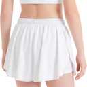 Girls Flowy Shorts: 2-in-1 High Waist Athletic Skorts Preppy Butterfly Shorts with Pocket Liner for Cheer Gym 7-14Y