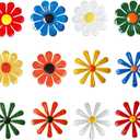 Metal Flowers Garden Decorations Set,12 Pcs Metal Flowers Statues Wall Art Decor,Metal Sunflower Daisy Hanging Ornament For Indoor Living Room Bedroom Outdoor Backyard Porch Patio Fence Decoration