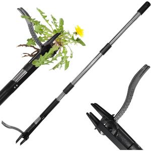 4-Claw Weed Puller Tool,45'' Stand Up Heavy Duty Long Handle Weeding Tool,High-Strength Stainless Steel Garden Weed Remover Tool,Without Bending DesignErgonomic