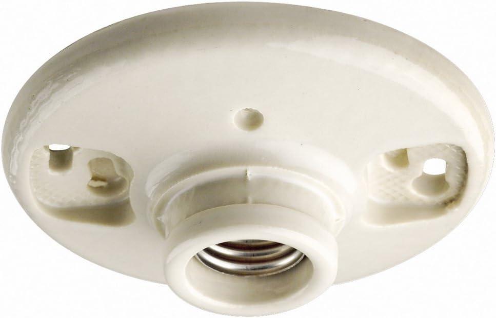 Leviton Glazed Porcelain Incandescent Lampholder, Keyless, 49875-2, White