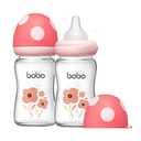 YOHKOH Natural Glass Baby Bottle with Level 1 Slow Flow Nipple, Newborn Anti-Colic Baby Bottles, Wide Neck Mushroom Baby Glass Bottle ((5.4oz (Pack of 2), Red-1)