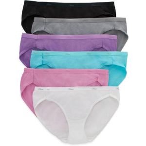Hanes Women's Bikini Underwear Pack, Moisture-wicking Cotton Bikini Panties, 6-pack (8, Solid/Print Mix)