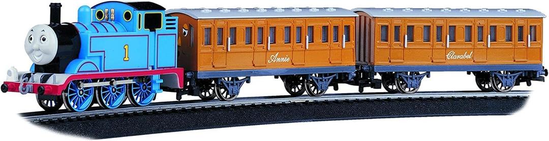 Bachmann Trains - Thomas & Friends Thomas with Annie and Clarabel Ready To Run Electric Train Set - HO Scale, 18 inches x 3 inches x 20 inches