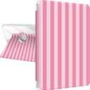 TopPerfekt Case for iPad 11th (A16) 11-inch 2025 / 10th Generation 10.9-inch 2022, Striped Cute Style Case Shockproof Auto Sleep/Wake 360 Degree Rotation Stand Cover Clear Back- Pink