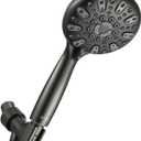 Handheld Shower Head, 6 Spray Setting High Pressure Shower Head with Brass Swivel Ball Bracket and Extra Long Stainless Steel Hose, Oil-Rubbed Bronze, 5"