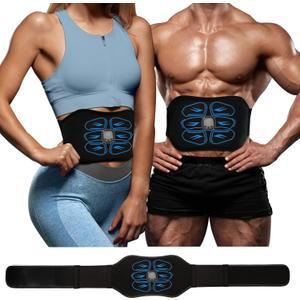 FDA Cleared ABS Stimulator Muscle Toner, Ab Machine, Portable Abdominal Belt, Electronic Pulse Massager, Home Office Fitness Belt Workout Equipment (Black Blue)
