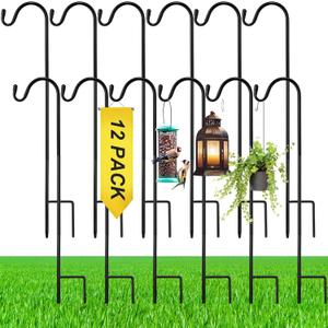 12 Pcs 24 Inch Shepherds Hook for Outdoor Adjustable Bird Feeder Pole Metal Steel Shepard Hooks for Hummingbird Stand Feeder Pole for Garden Plant, Lantern, Hanging Wedding Decor