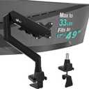 WALI Heavy Duty Single Monitor Arm for 17-49 Inch Flat Curved Ultrawide Screens, up to 33 Lbs, Adjustable Gas Spring Single Monitor Desk Mount for Home Office Gaming, VESA 75/100mm (GSM001XLN), Black