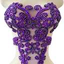 Handmade Rhinestones lace Trim Patches handsewing Beads Applique for Dress DIY Accessories 13.7X21.2inches (Black)