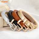 WHIPPY Set of 4 Women Skinny Belts Thin Leather Waist Belt with Alloy Pin Buckle for Pants Jeans Dresses, Black/Brown/Gold/Silver,Fits Waist 23"-26"