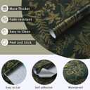 Peel and Stick Wallpaper Dark Green and Gold Floral Wallpaper Vintage Flower and Leaf Contact Paper for Cabinets Self-Adhesive Removable Wallpaper for Bedroom Bathroom Kitchen 394"x17.3"