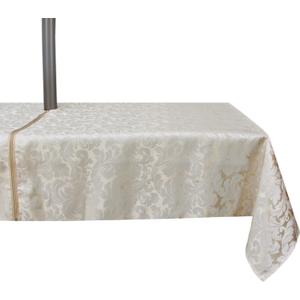Damask Outdoor Tablecloth Water Resistant Polyester Fabric Table Cover with Zipper Umbrella Hole for Garden Patio Tabletop 60x84inch Rectangle,Beige