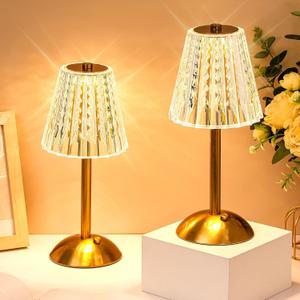 Liliful 6 Pcs LED Portable Cordless Table Lamp Touch Battery Operated Rechargeable Gold Desk Lamp 3 Color Dimmable for Bedroom Living Room Dining (Gold, Classic Style)