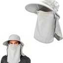 Sun Hat for Men Women UPF50+ Mesh Fishing Grey | Hat with Neck Flap Sun Protection Hat for Hiking Safari Fishing Beach Grey (Gray)