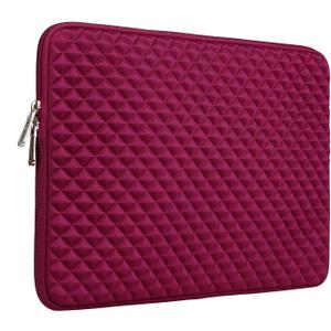 RAINYEAR 14 Inch Laptop Sleeve Diamond Foam Shock Resistant Neoprene Padded Case Fluffy Lining Zipper Cover Carrying Bag Compatible with 14" Notebook Computer Tablet Chromebook (Red)