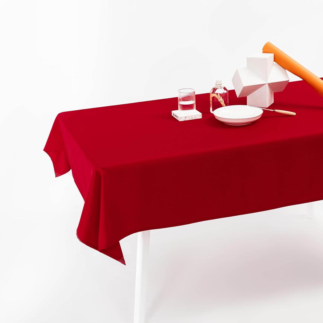 Home Brilliant Red Tablecloths for Rectangle Tables Table Cloth for 6 Foot Tables for Parties Buffet Picinic Camping Holiday Birthday Party Valentine's Day Dinner Decor, 60x60 inch, Red