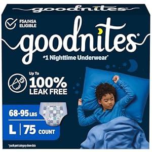 GoodNites Boys Nighttime Underwear, Size Large, 75 Ct, 3 Packs of 25