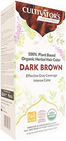 Cultivator's Organic Hair Dye - Ammonia-Free Natural Powder for Women and Men (Dark Brown) - 100g
