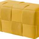 Cmishe Ottoman Foot Rest Soft and Comfortable Ottoman Square Corduroy Woven Design Sofa Stool (Yellow-L)