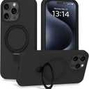 Case for iPhone 15 Pro Max Case with Magnetic Invisible Stand - MagSafe Compatible, Military Drop Tested, Shockproof Silicone Cover for Women and Men (6.7", 2023) - iPhone 15 Pro Max, Black