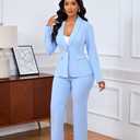 Ophestin Business 2 Piece Pant Suits for Women Dressy Blazer Straight Leg Pantsuit Set Formal Casual Office Work Outfits,medium
