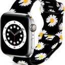 Soft Silicone Pattern Printed Bands Compatible with Apple Watch Band 38mm 40mm and 41 mm Men Women Sport Replacement Wrist Strap for iWatch Series 6 5 4 3 2 1 SE (Little White Daisy)