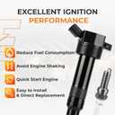 Autoexact Ignition Coil Pack and Iridium Spark Plugs Kit Fit for Hyundai 2012-2016 Elantra 2014-2021 Tucson 2012-2019 Soul Forte Elantra GT/Coupe Forte5 1.8L 2.0L L4, Replaces UF651 97390 4 Sets