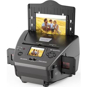 Digital Film & Photo Scanner, Slide & Negative Scanner Convert Negatives & Slides 35mm/135 Film, Business Card, Photo to 22MP Digital Photos, 4GB SD Card Included (Grey)