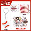 Tondiamo 86 Pcs Baseball Team Gifts Baseball Party Favors Supplies with 12 Silicone Bracelets, 12 Key Chains, 12 Pin Badges, 50 Waterproof Stickers for Baseballs Birthday Souvenir(Classic)