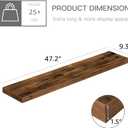 QEEIG Floating Shelves for Wall 47.2" Extra Long - Wall Shelf Bathroom Kitchen Living Room Bedroom Farmhouse Home Decor Display Bookshelf Large 47.2 x 9.3 inch Set of 2, Rustic Brown (008-120BN)
