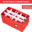 Christmas Ornament Storage Container with Dividers - Box Stores Up to 54 Ornaments, Zippered, Convenient, Adjustable, Large Organizer Bin to Protect Holiday Dcor, Fits Most Standard Size, Red
