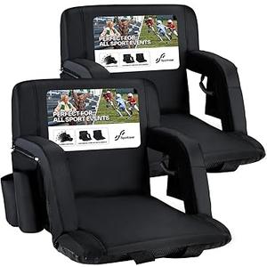 Sportneer Stadium Seats with Back Support: 2.5'' Thick Comfy Cushion 6 Adjustable Angle Bleacher Seat with Armrest - 2 Large Pockets