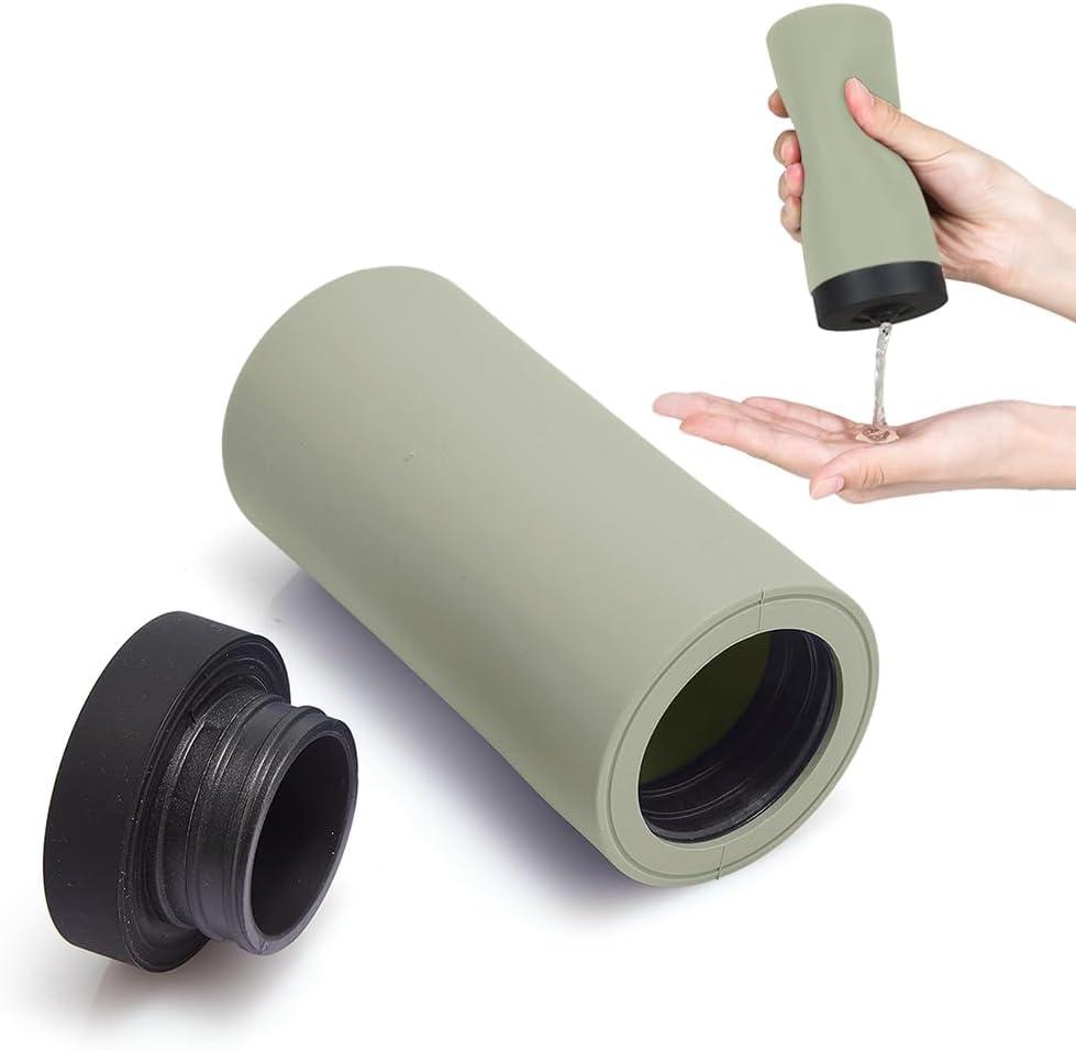 Soap Dispenser Dish Soap Silicone Dispenser Liquid Dish Soap Dispenser Squeeze Bottle Dish Washing Liquid Dispenser Refillable Leakproof Silicone Divided Bottle for Lotion Hand Wash (Light Green)