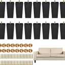 TURSTIN 16 Pack 5.7 Inch Furniture Legs Plastic Sofa Couch Legs Square Tapered Feet Sofa Legs with M8 T-Nuts Screws for Legs Sofas Chairs Cabinets Dressers Beds, Black