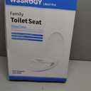 Elongated Toilet Seat with Slow Close Seat, Easy Clean, Suitable Standard Elongated or Oval Toilet with Thickened Plastic Lid, Plastic, White,  Elongated, Without Lights