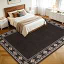 Large Geometric Area Rugs for Living Room Bedroom 9x12 Brown Rug