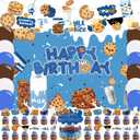 Milk and Cookies Birthday Party Supplies , Milk Cookies Baby Shower Party Decorations Banner, Backdrop,Cake Topper,Ballons,Chocolate Chip Cookies and Milk Gender Reveal Decorations