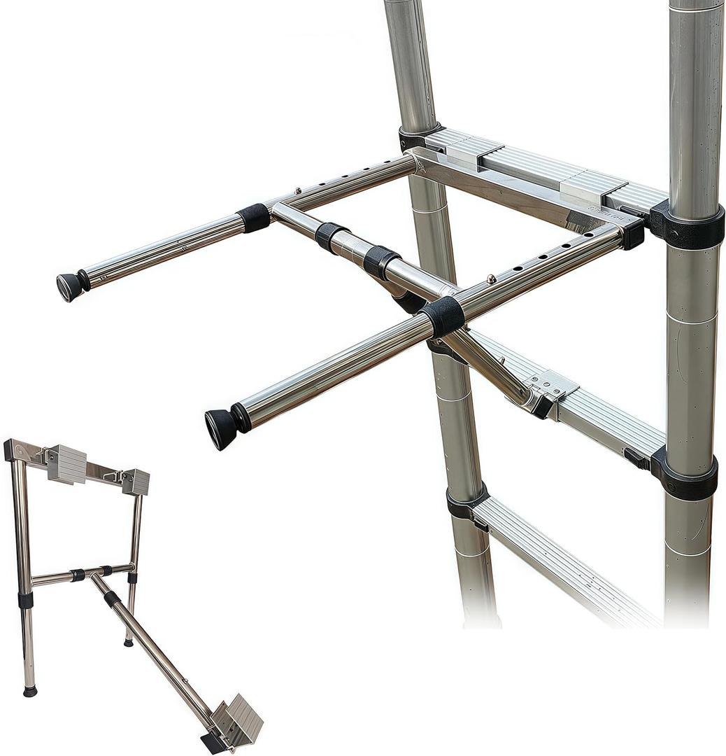 Extension Ladder Stabilizer, Adjustable Ladder Standoff with Rotatable Rubber Feet, Constructed from Stainless Steel, Easy to Install and Suitable for Both Homeowners and Outdoor Professionals