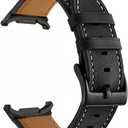 for Galaxy Watch Ultra Bands 47mm Leather for Men Women (2024), No Gaps Business Leather Wristband Replacement Strap for Samsung Galaxy Watch 7 Ultra 47mm, Black