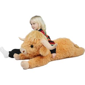 38.5 Inch Yellow Giant Highland Cow Plush Stuffed Animal - Large Cow Pillow Gift for Kids and Adults, Couch & Bed Decor