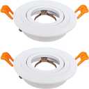 2 white circular embedded LED spotlight frames per box, outer diameter of the lamp shell: 3.62 inch(92mm), opening size: 3.07 inch(78mm), adjustable Angle GU10 downlight housing (excluding bulb)