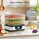 Electactic Food Dehydrator, Metallic Silver | 5 Stainless Steel & BPA-free trays, Adjustable Temperature, 72H Timer, Dehydrator for Meats, Jerky, Fruits, Veggies and Pet Treats