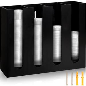 Wall Mount Portion Sauce Cup Lid Organizer Wood Sauce Cup Dispenser 4 Compartments Portion Cup and Lid Holder with Sponge Pad Cup Dispenser fits Cups Size 2 3 oz for Kitchen Counter Restaurant