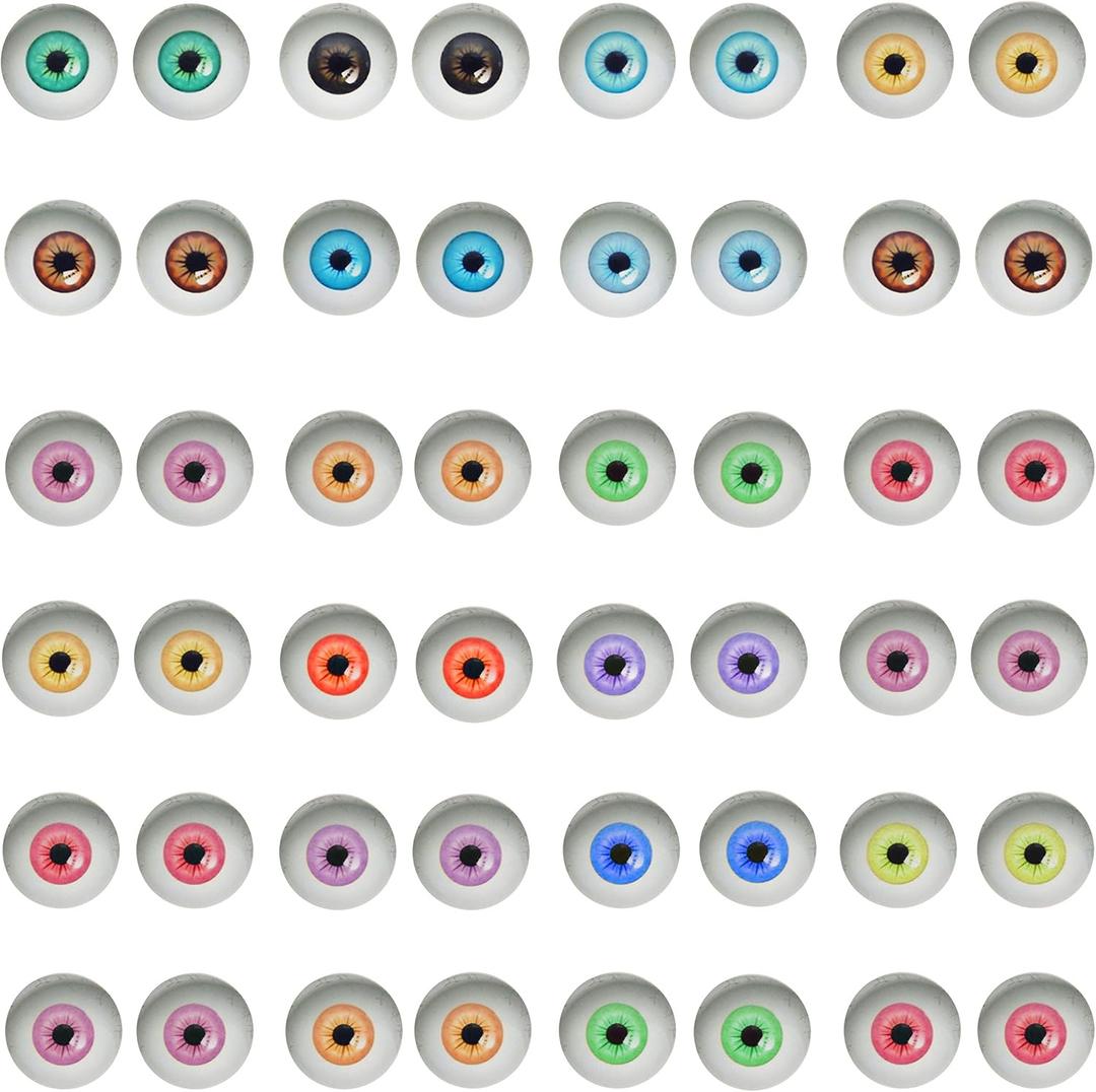 Julie Wang 100PCS 8MM Human Eyes Flatback Glass Cabochon for Halloween Art Sculptures Props Masks Fursuits Taxidermy Jewelry Making About 0.31inches