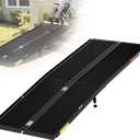 7FT Folding Wheelchair Ramp with Support Legs for Home Steps,Black