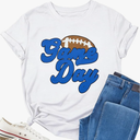 Game Day Shirts for Women Football Graphic Sunday Funday Tee Vintage Casual Football Season Short Sleeve Tee Tops XL